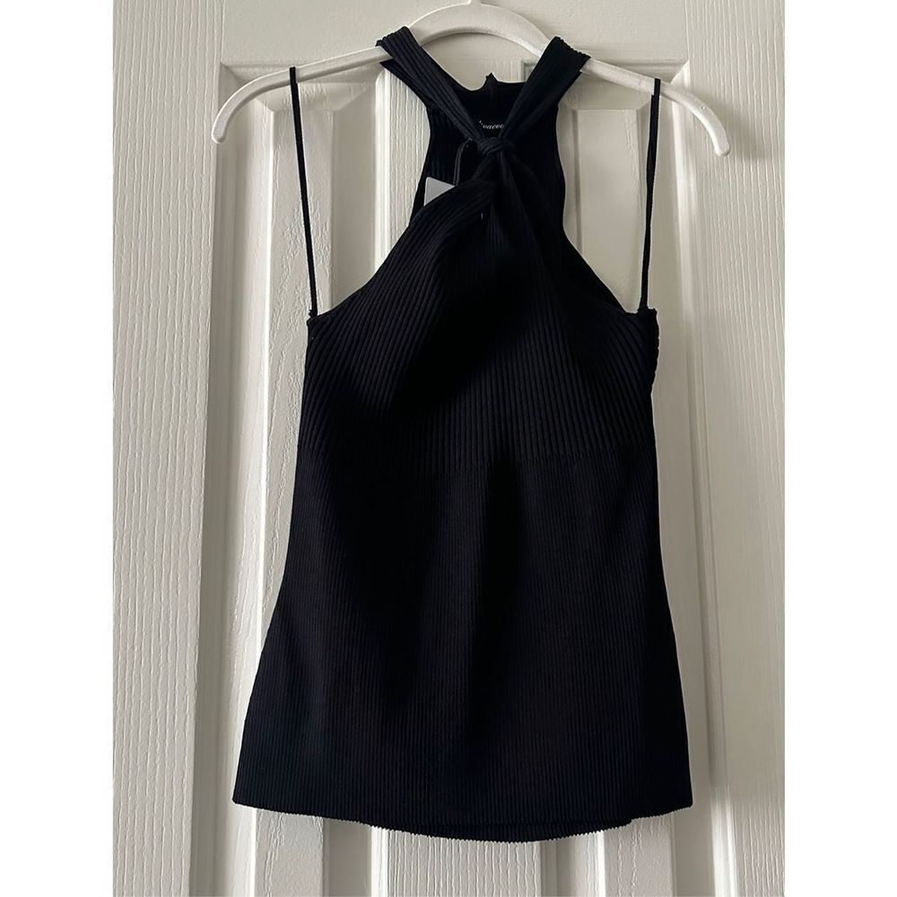 Ribbed black halter boutique top